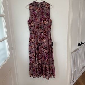 Lulu's Floral Midi Dress - Purple and Pink